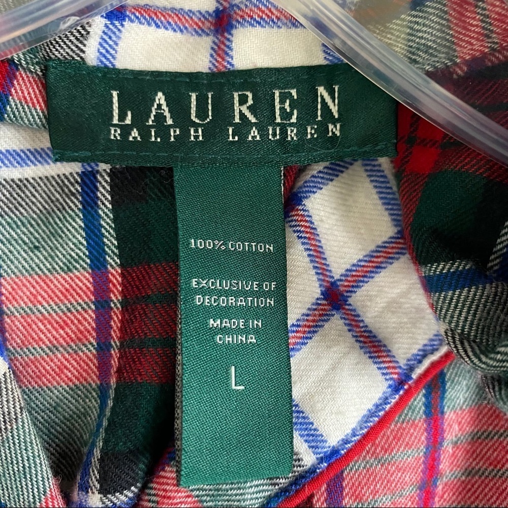 Lauren Ralph Lauren Plaid Pajama Top Red Size L - Picture 4 of 8